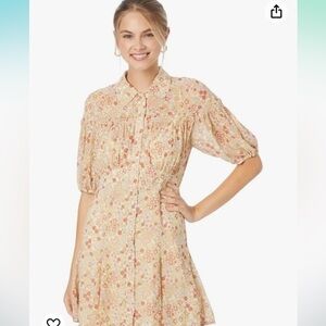 Free People Bonnie Floral Boho Shirt Dress